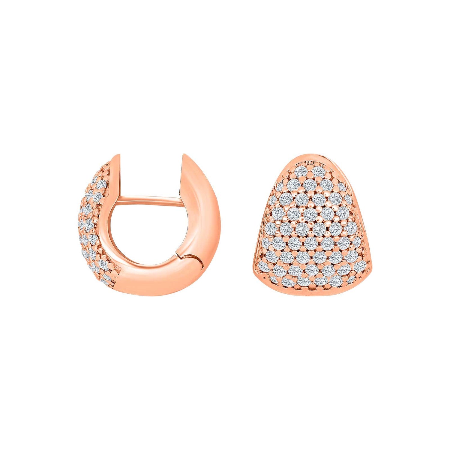 Silberne Systemcreolen mit Zirkonia Lena 15x13mm - Rosévergoldet