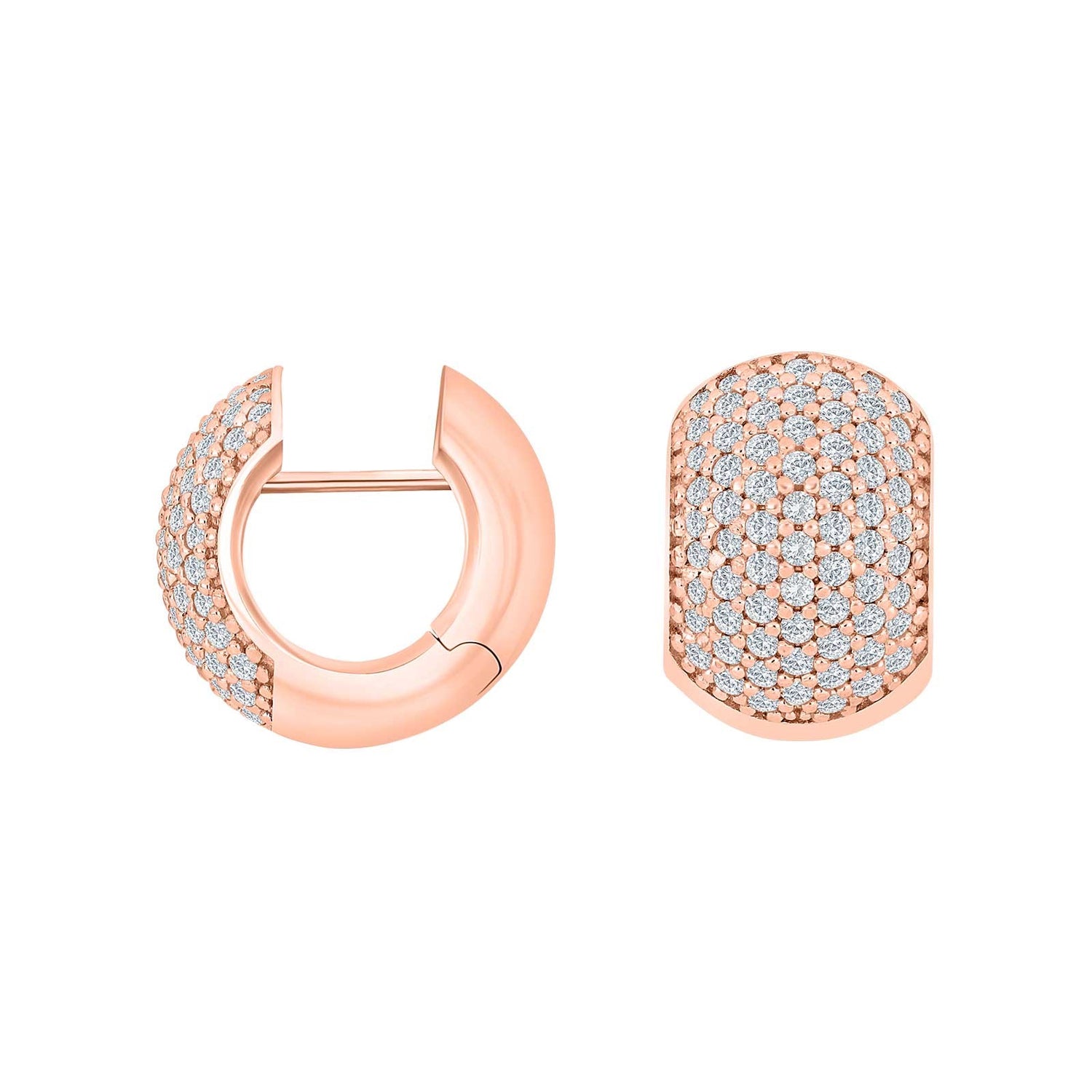 Silberne Systemcreolen mit Zirkonia Pippa 17x12mm - Rosévergoldet