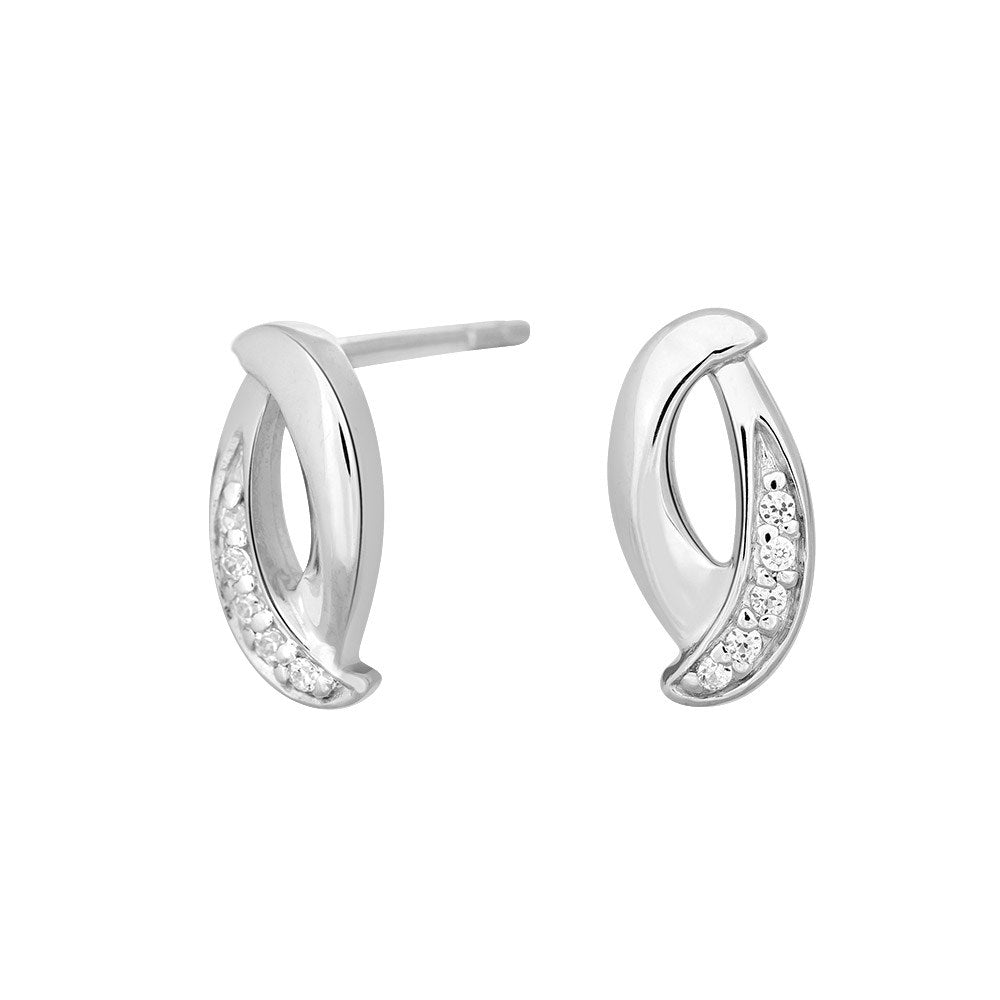 Rhod. silver earrings w/cz