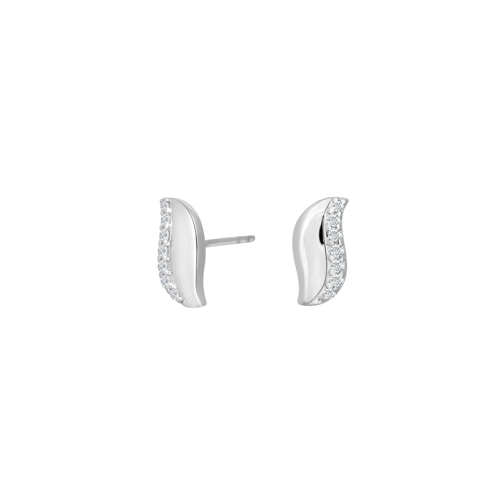 Rhod. silver earrings eye w/cz