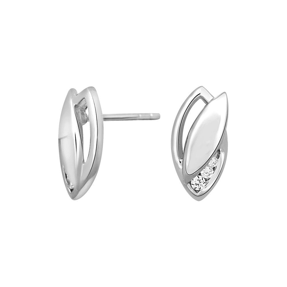 Rhod. silver earrings eye w/cz