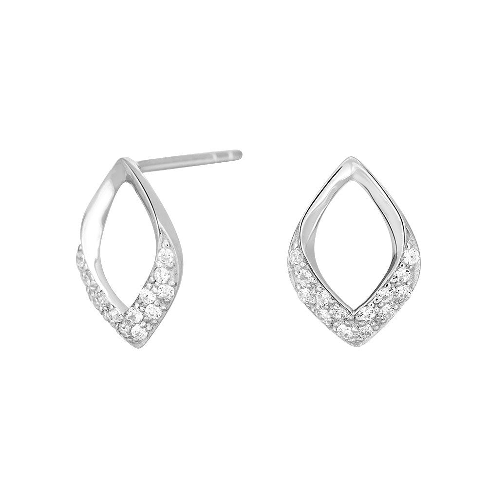 Rhod. silver earrings eye w/cz