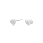 Rhod. silver earrings heart w/cz