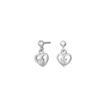 Rhod. silver earrings heart w/cz