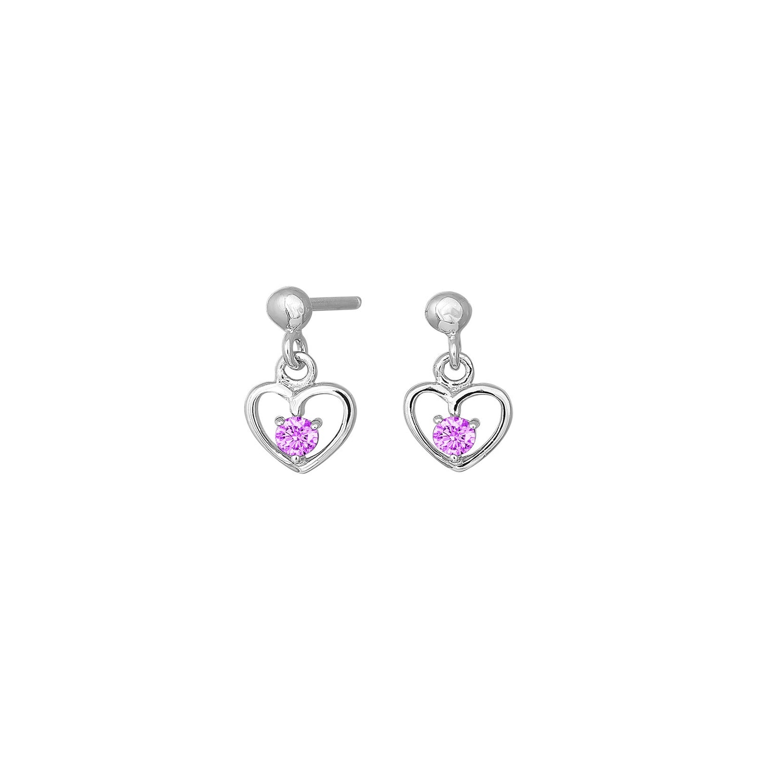 Rhod. Silberohrringe Herz m/rosa cz