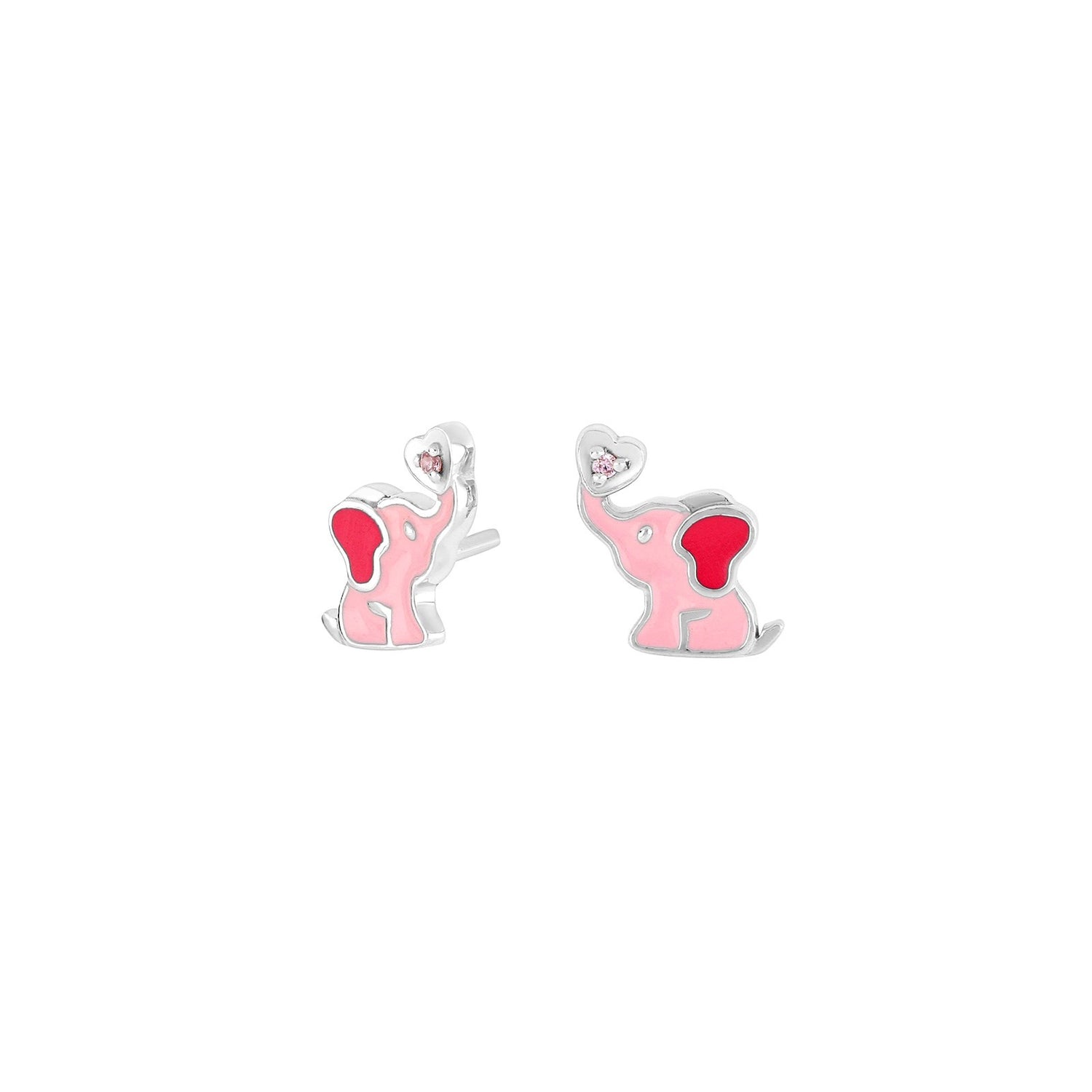 Rhod. Silber Ohrringe Elefant w/Emaille