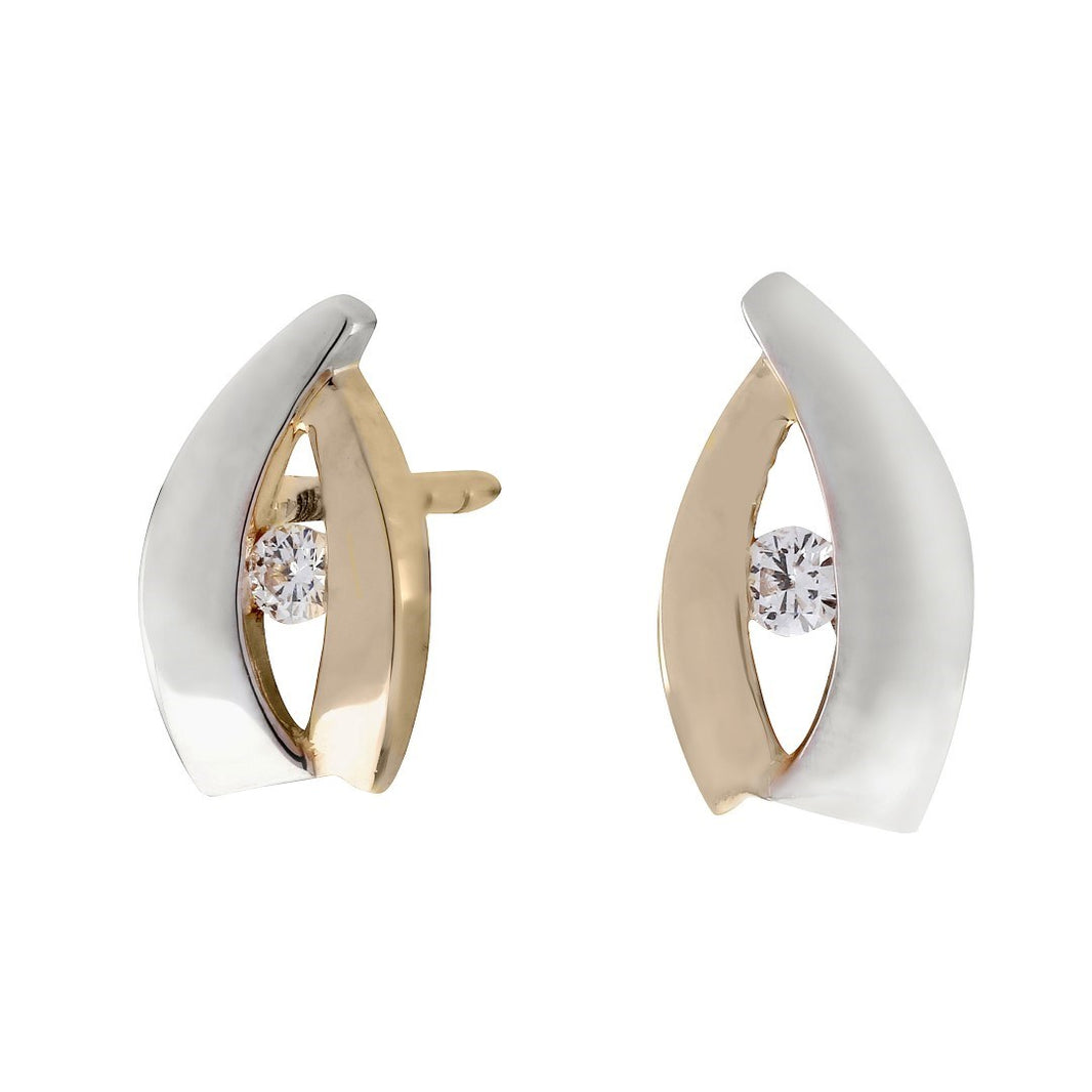 14 kt. gold earrings, bicolor 0.054ct w/si