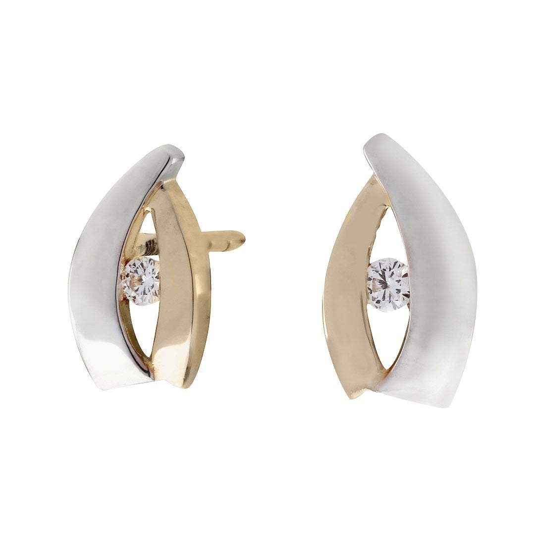 14 kt. guld øreringe, bicolor 0,054ct w/si