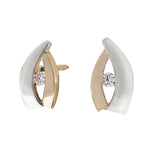 14 kt. guld øreringe, bicolor 0,054ct w/si