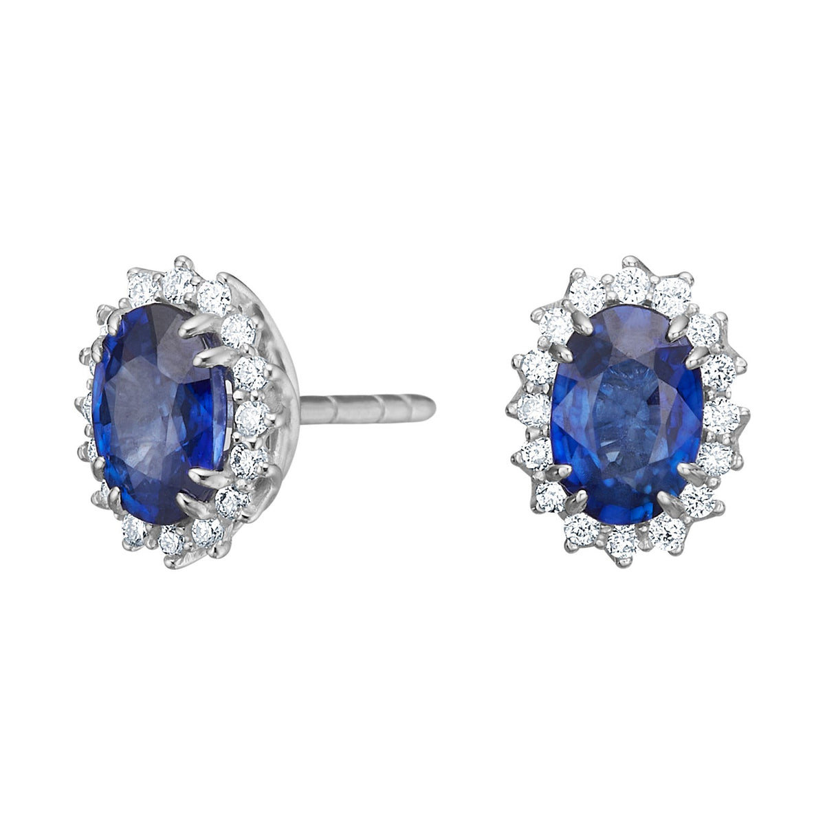 14ct. whitegold  earrings w.sapphire and dia 0.128ct W/SI