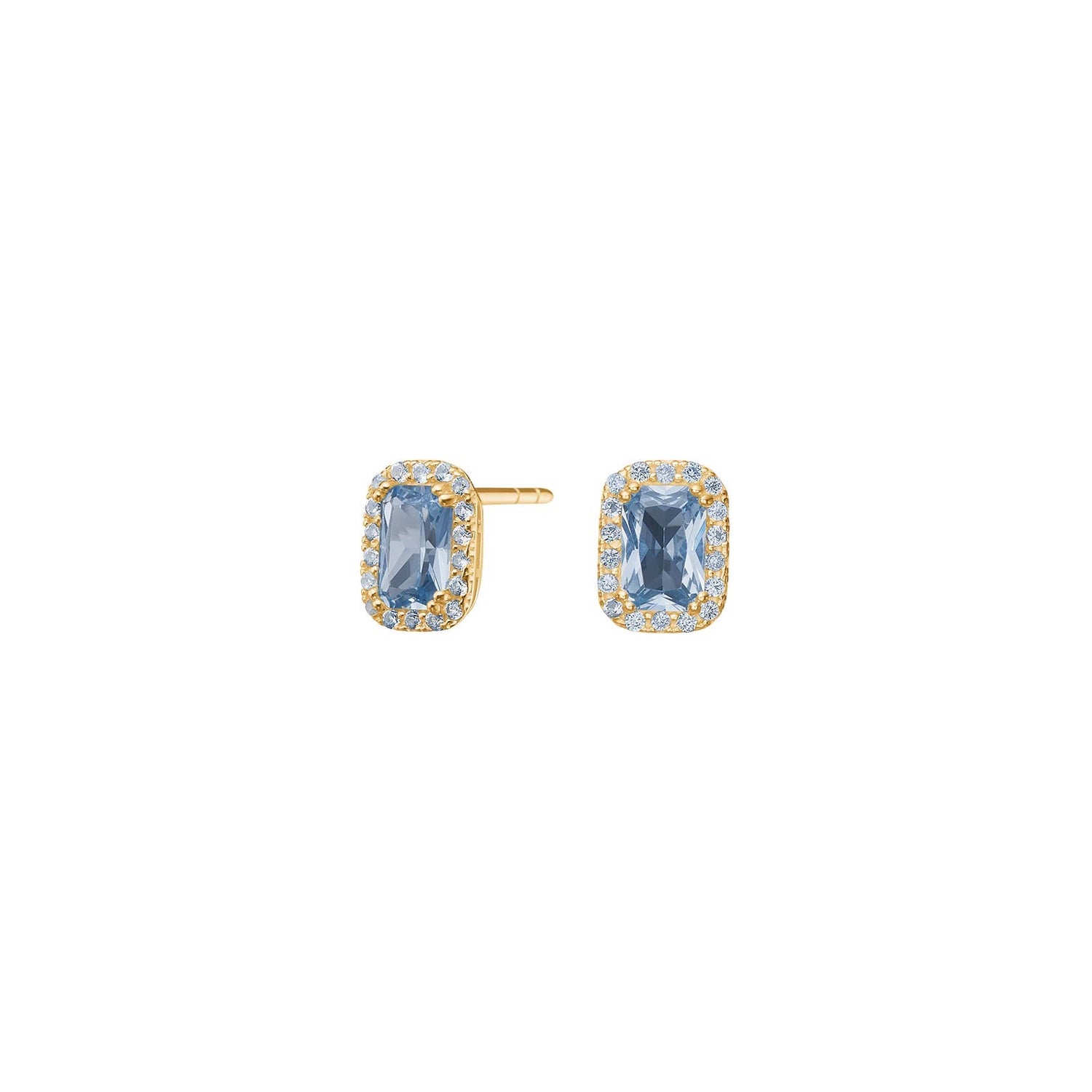 8kt. Gold Ohrringe m/Blau cz