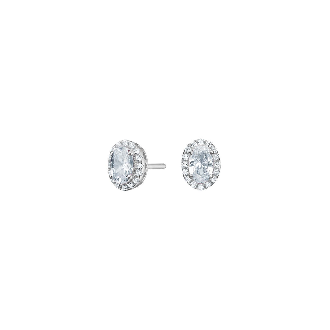 Silver rhodium-plated ear studs with zirconia