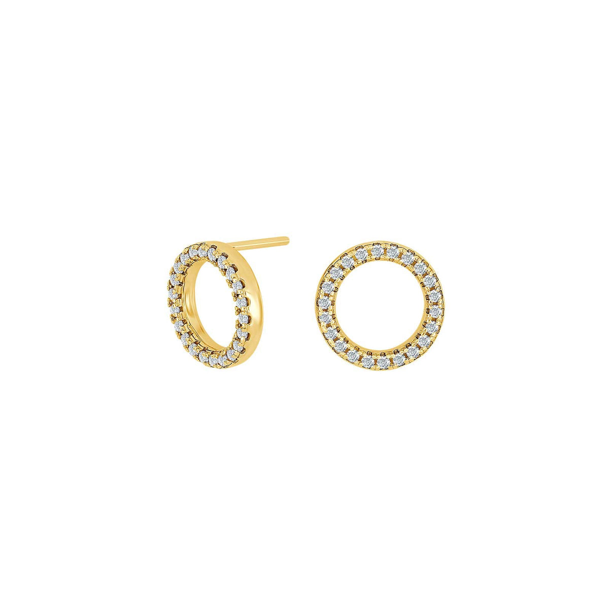 Silver earrings ANNANOR circle with cz. 10 mm