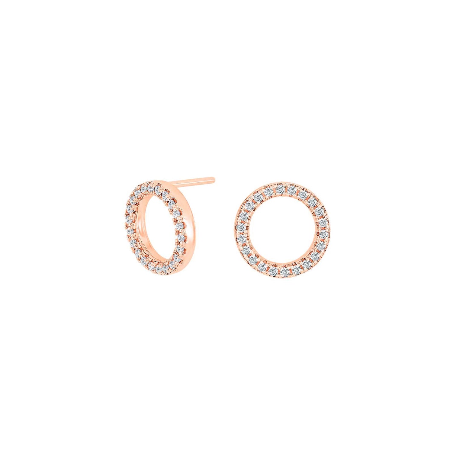 Silberohrringe ANNANOR Kreis mit Zirkonia 10 mm - Rosévergoldet