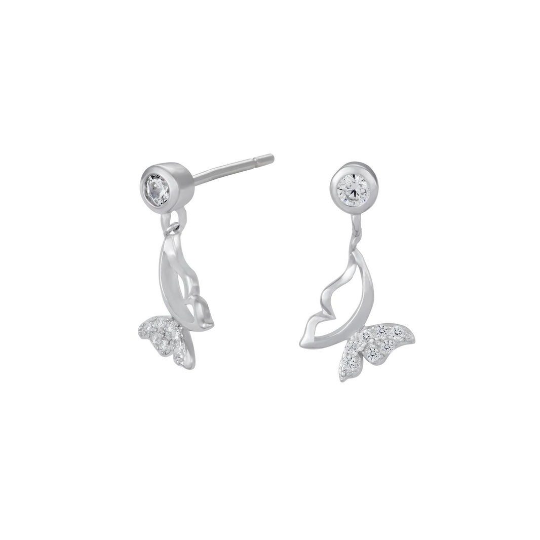 Rhodinierte Silber Ohrringe Schmetterling