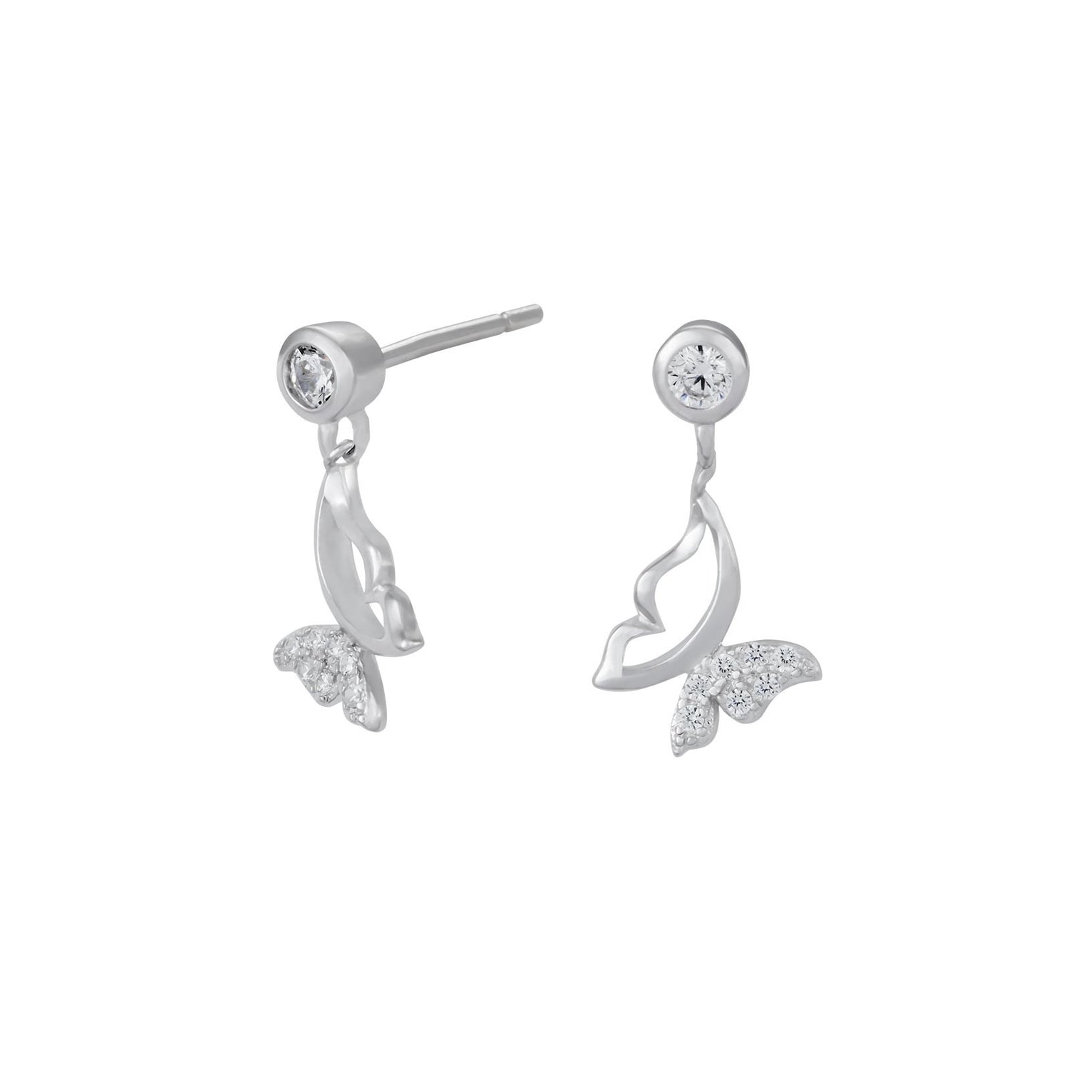 Rhodinierte Silber Ohrringe Schmetterling