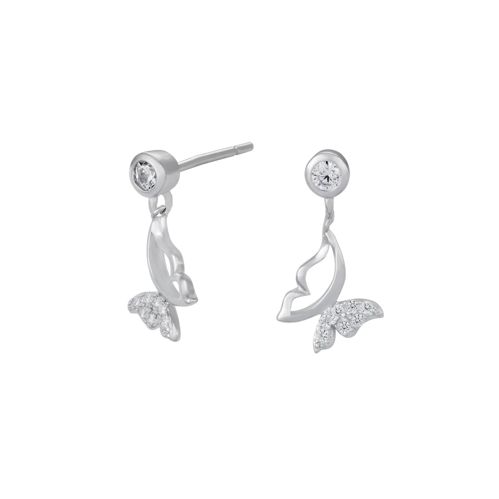 Rhodium-plated silver earrings butterfly