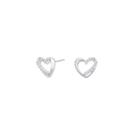Rhodium-plated silver earring heart 8mm