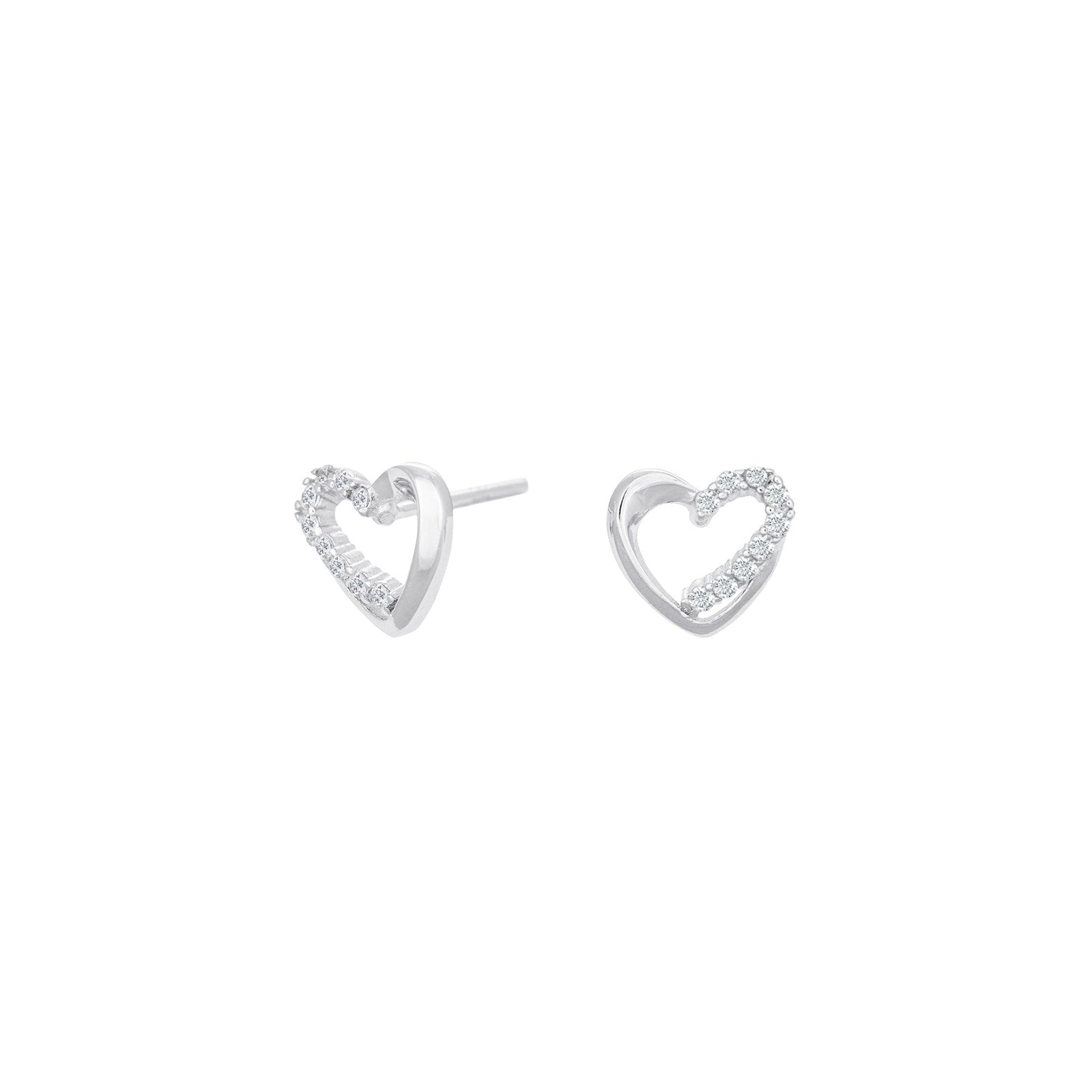 Rhodium-plated silver earring heart 8mm