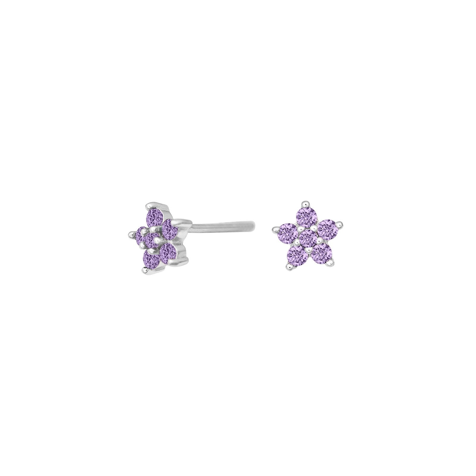 Rhod. Silver earring with cz.