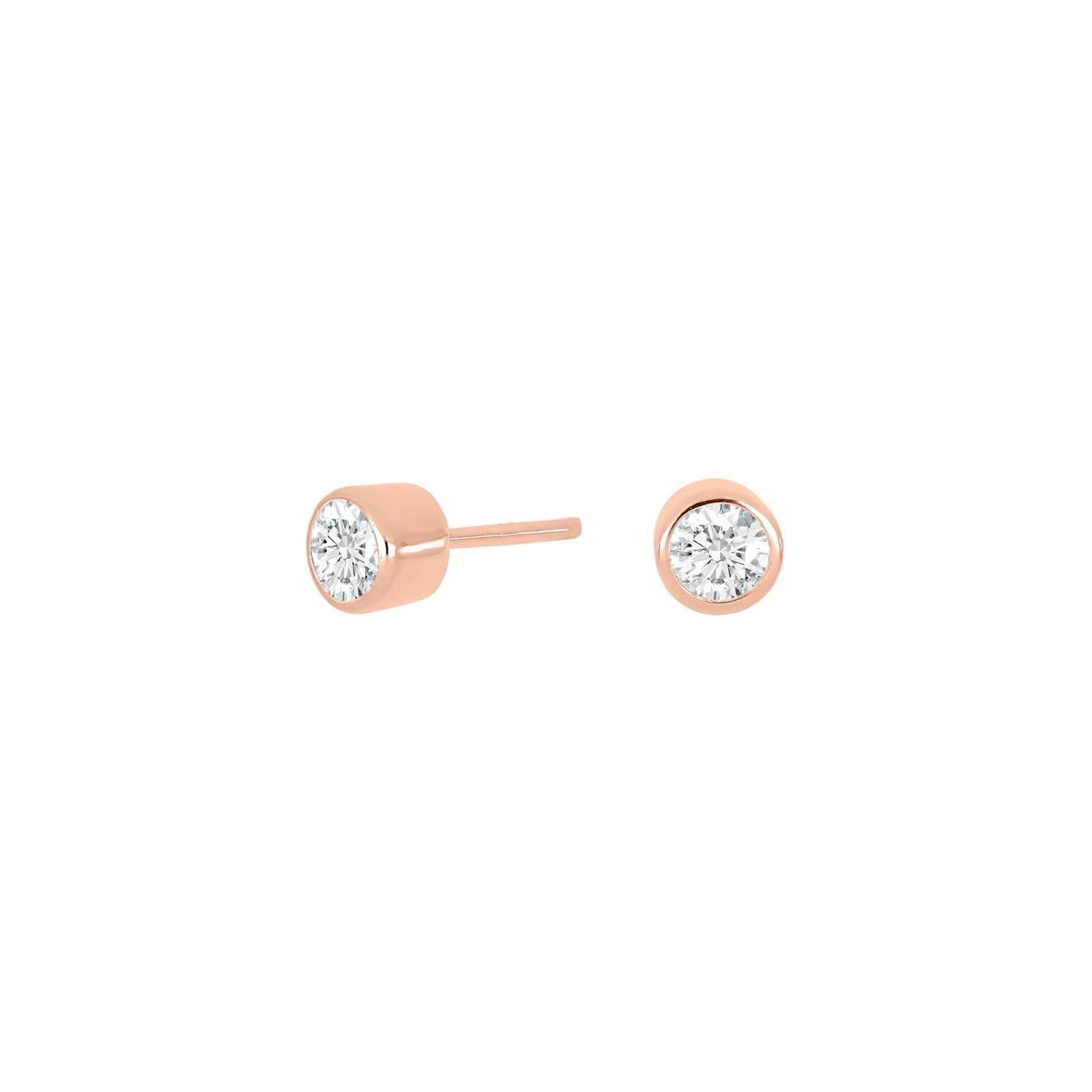 Rosévergoldete Silber Ohrstecker 4mm Röhrchen HANNANOR