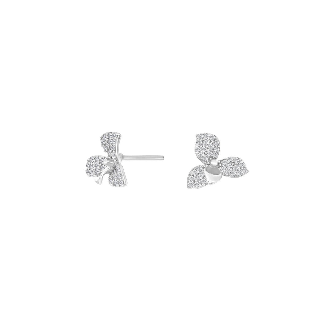 Silver ear studs LOUISENOR 8mm - Rhodium plated