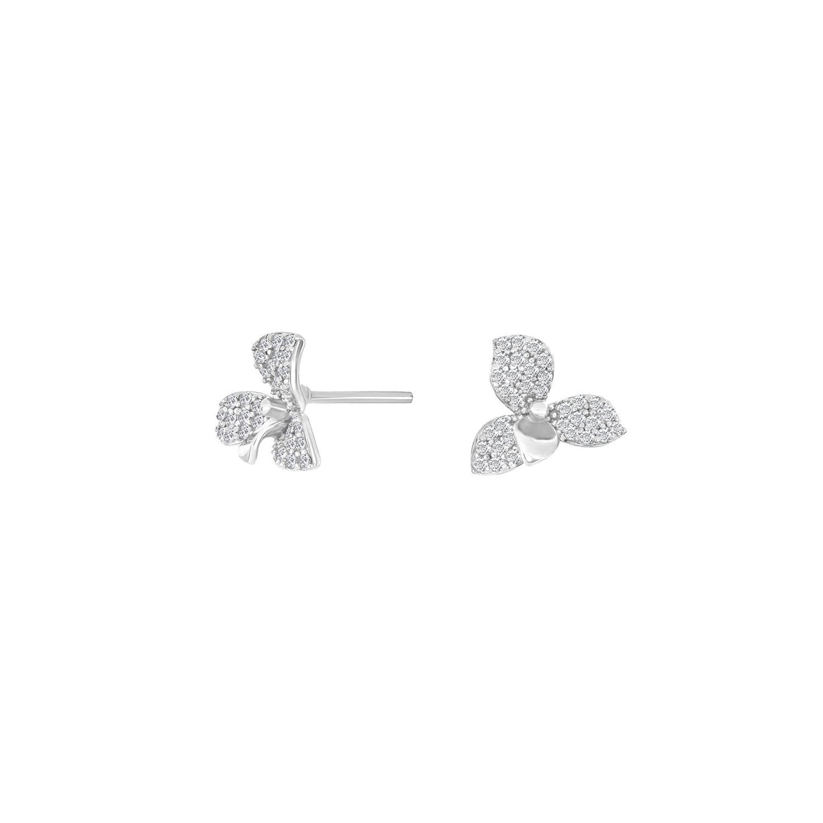 Silver ear studs LOUISENOR 8mm - Rhodium plated
