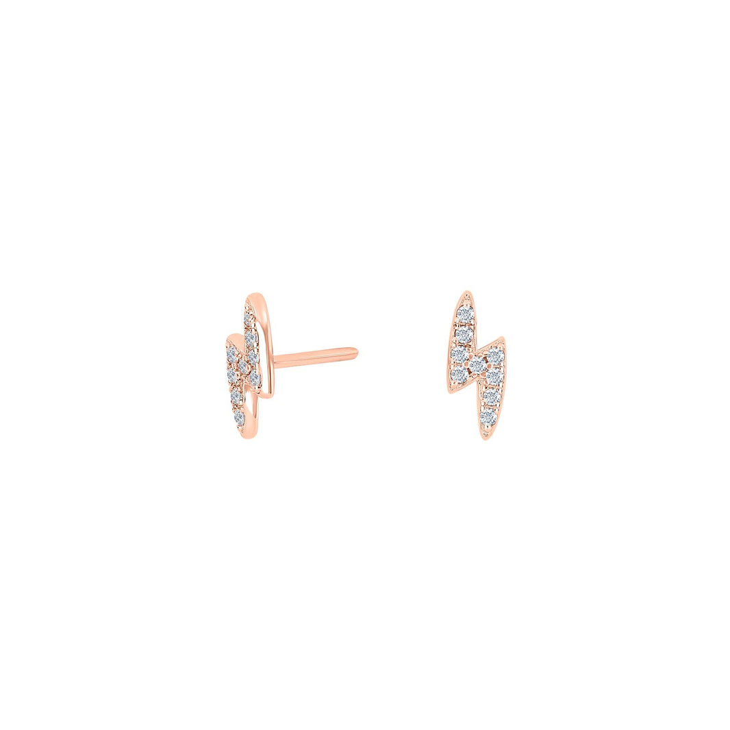 Silver earrings LUNANOR lightning - Rose gold plated