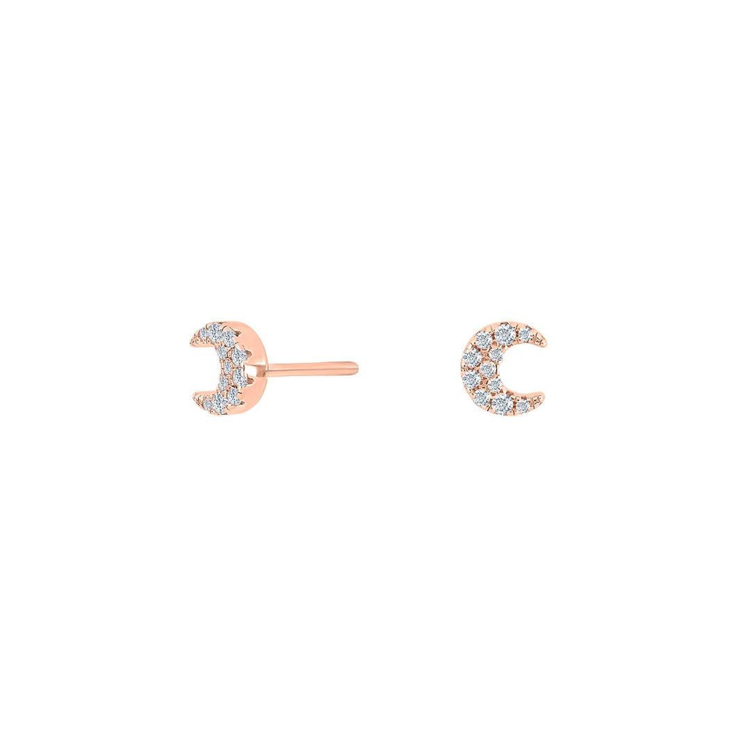Silver earrings LUNANOR moon - Rose gold plated