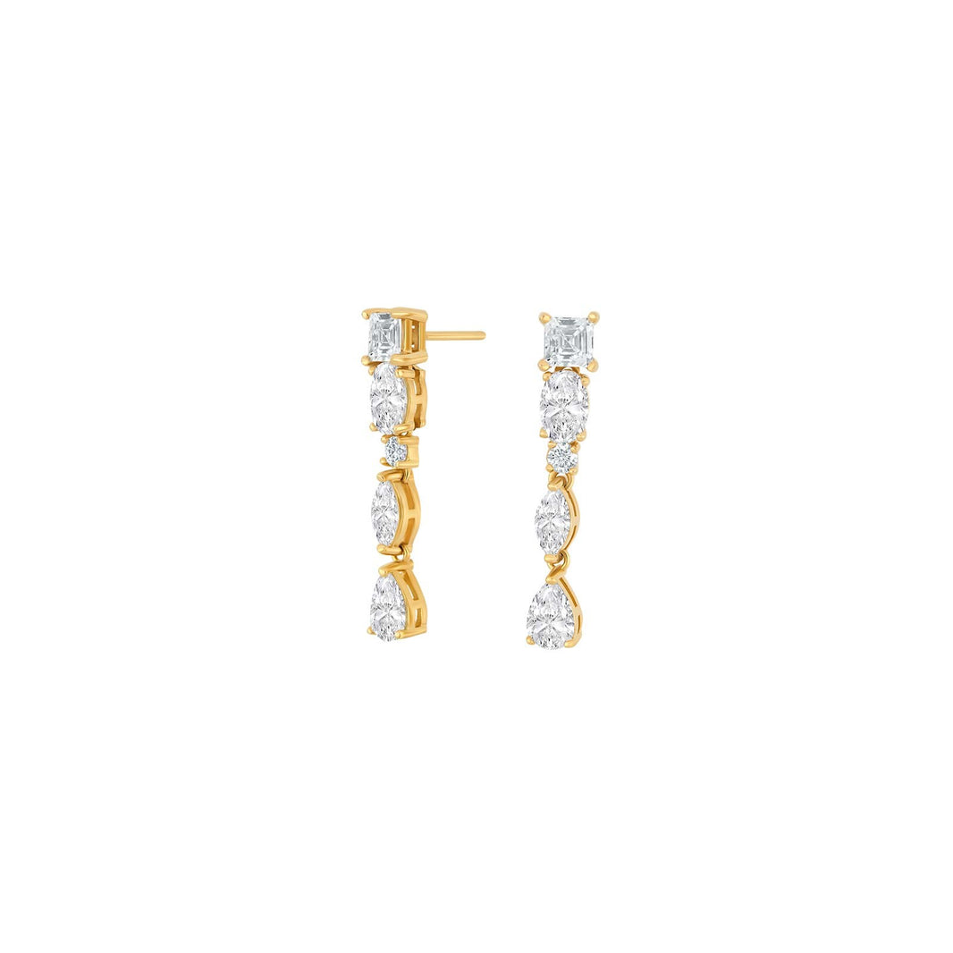 Silver ear hangers METTENOR white - Gold plated