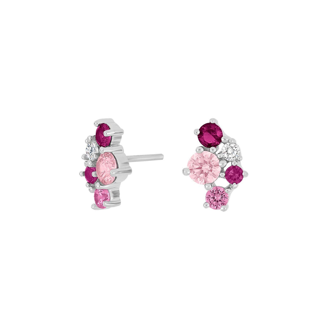 Rhodinierte Silber Ohrstecker NADINENOR 2 rosa