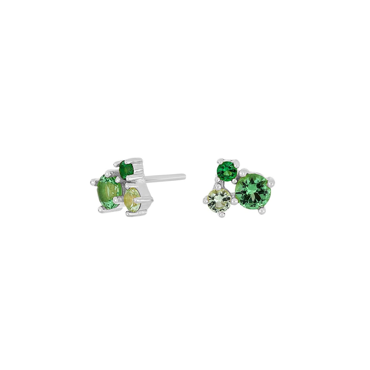 Rhodinierte Silber Ohrstecker NADINENOR 1 grün
