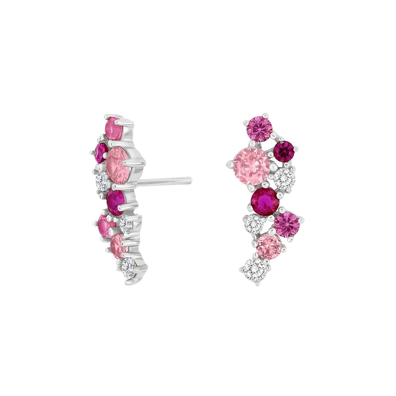 Rhodinierte Silber Ohrstecker NADINENOR 3 rosa