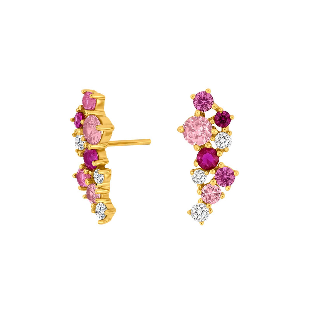 Gold-plated silver earrings NADINENOR 3 pink