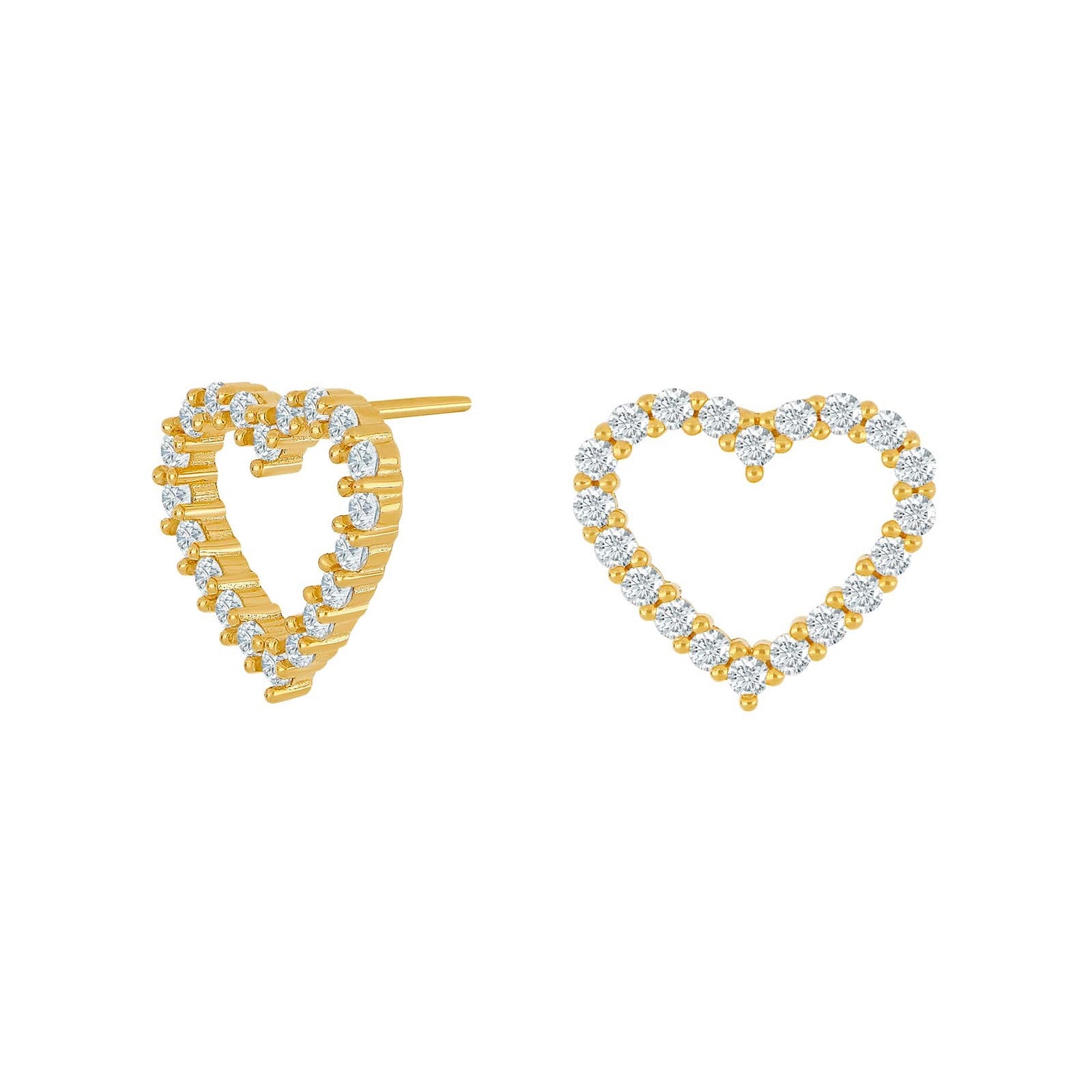 Silver earring heart OBINOR - Gold plated