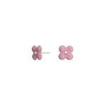 Rhod. Silber Ohrstecker Blume m/Rosa Emaille
