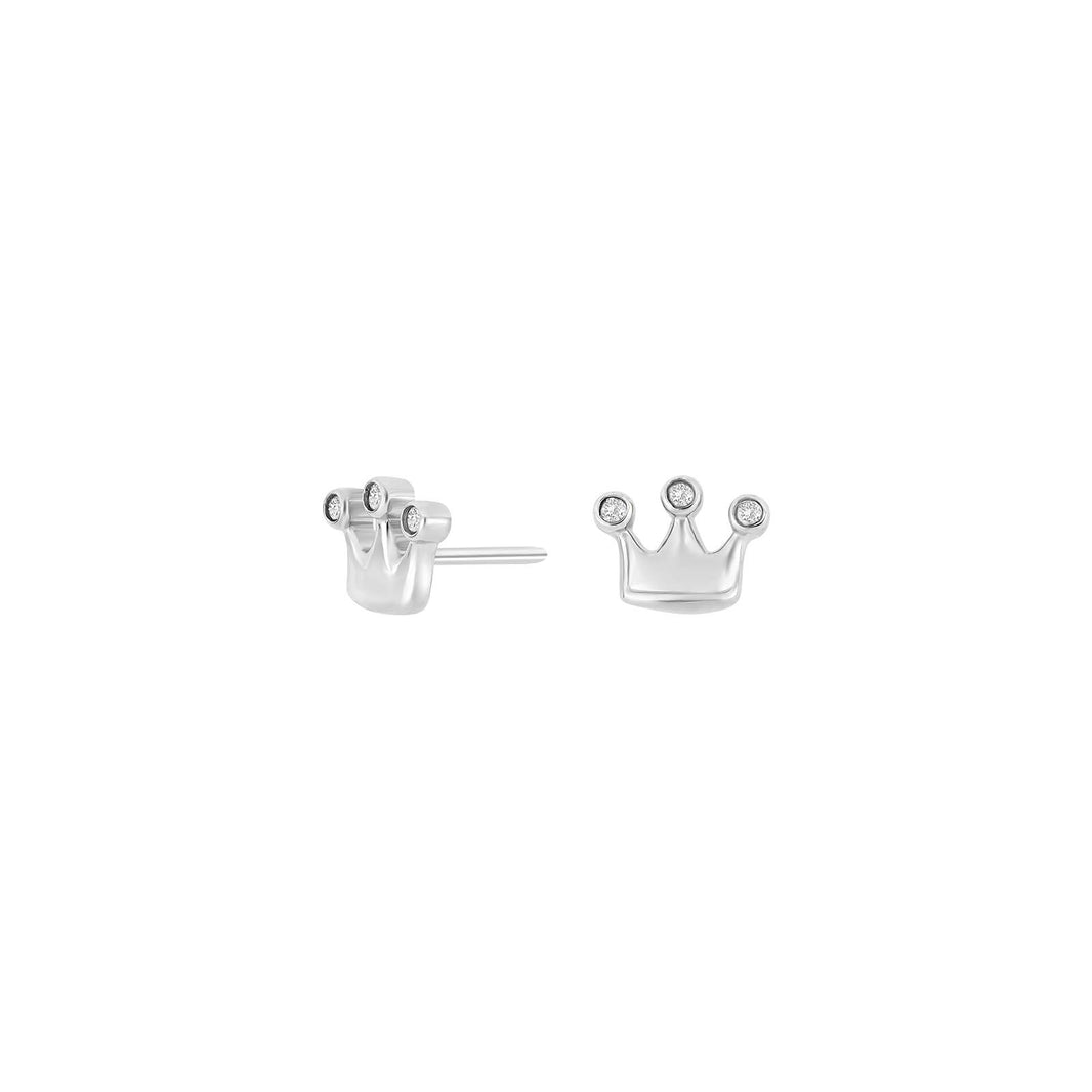 Rhod. silver earring crown w/cz