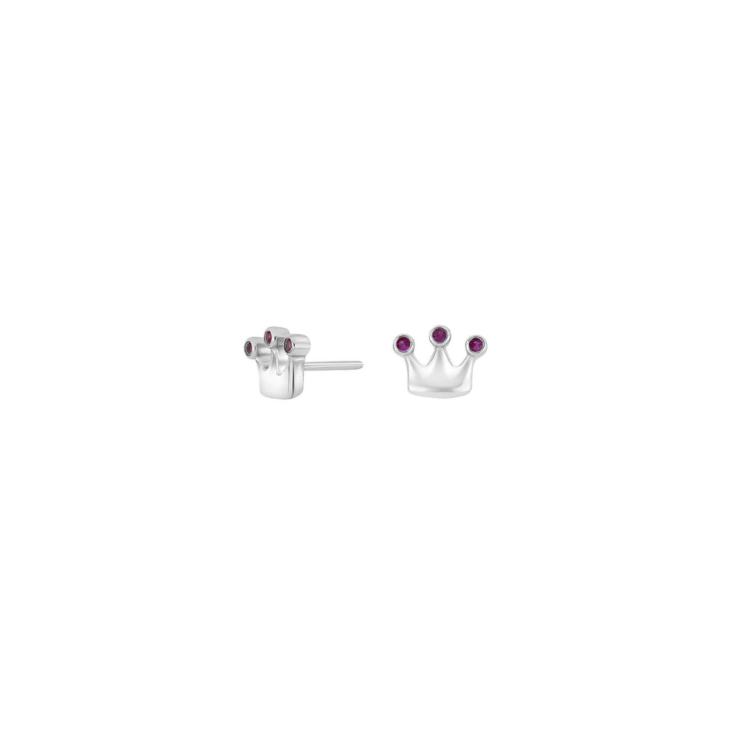 Rhod. Silber Ohrstecker Krone m/ pink cz