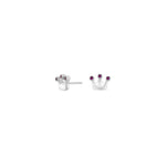 Rhod. Silber Ohrstecker Krone m/ pink cz