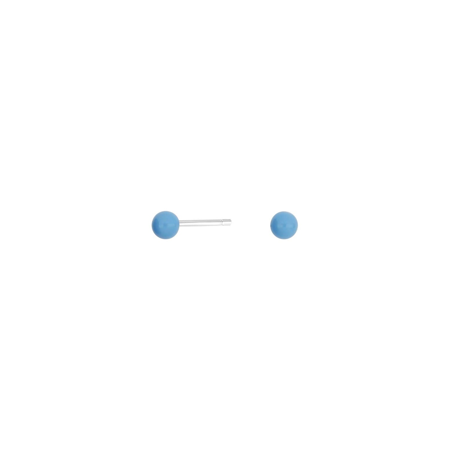 Rhod. Silber Ohrstecker Blaue Emaille Ball