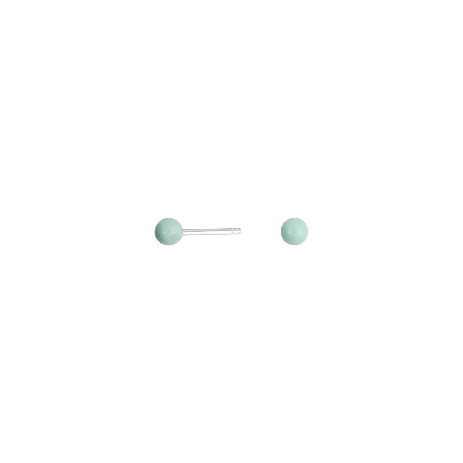 Rhod. Silber Ohrstecker Grüne Emaille Ball
