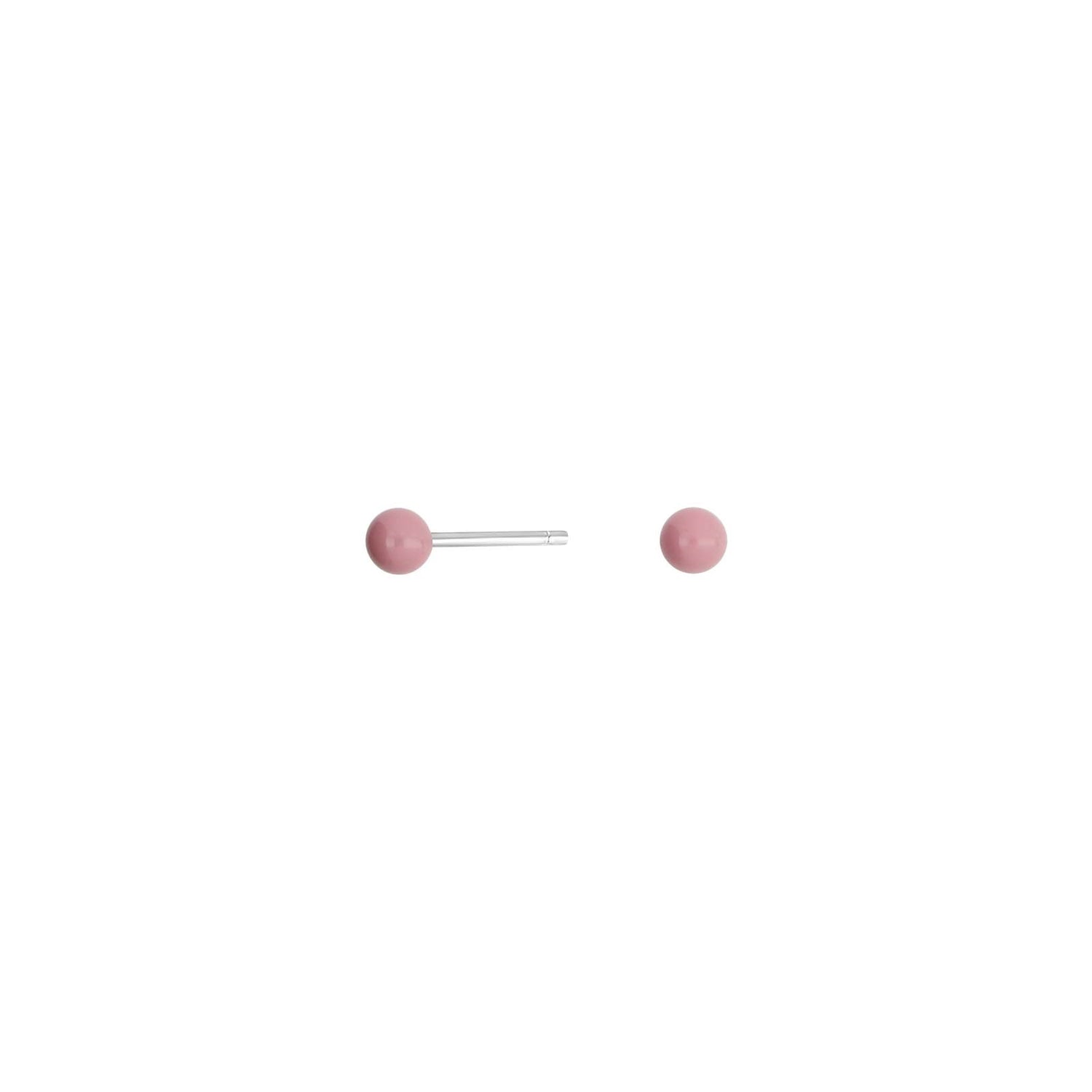 Rhod. Silber Ohrstecker Rosa Emaille Ball