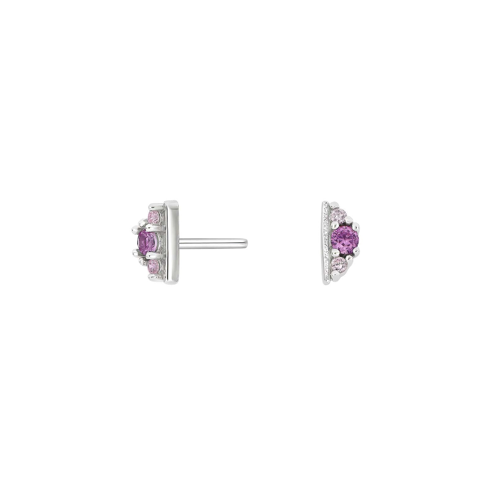 Rhod. Silber Ohrstecker m/cz Pink rubinrot mix