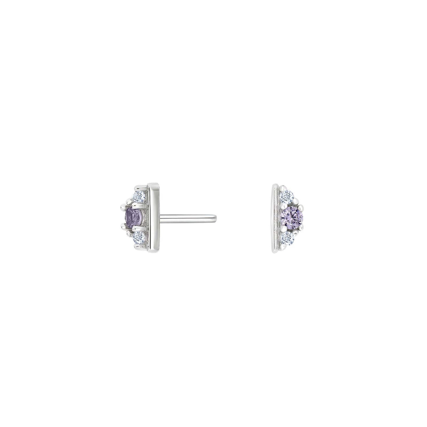 Rhod. Silber Ohrstecker m/cz Lila mix