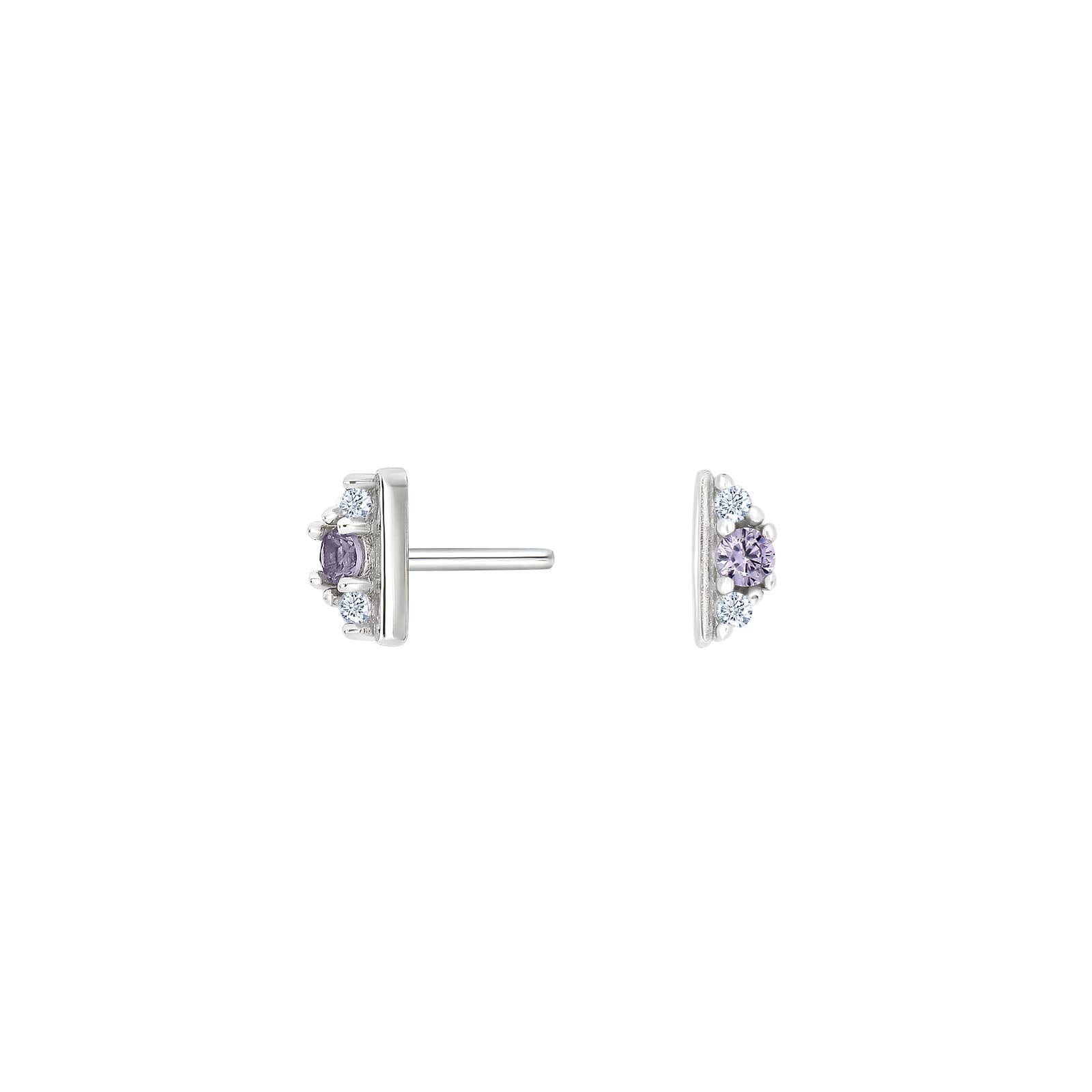 Rhod. Silber Ohrstecker m/cz Lila mix