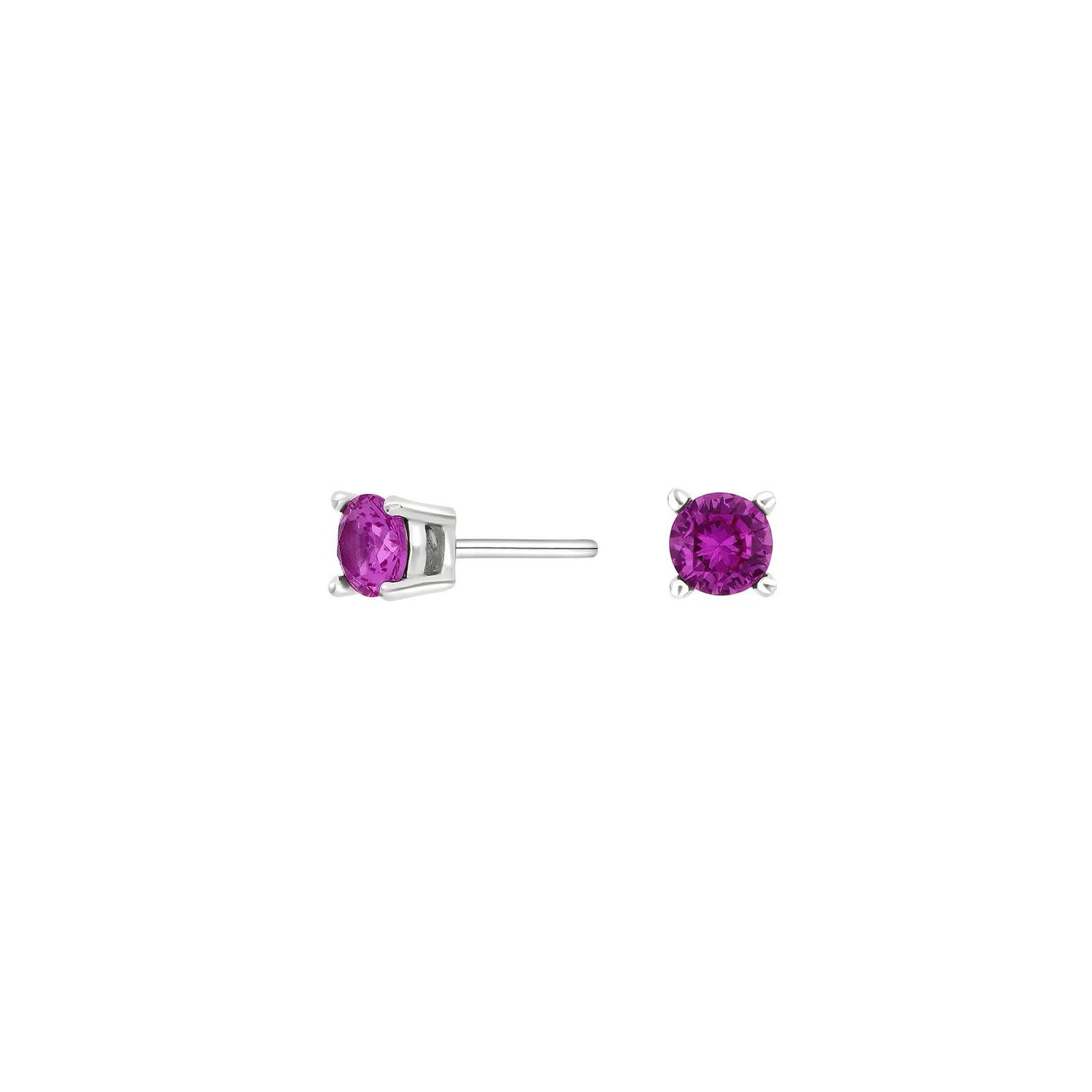 Rhod. Silber Ohrstecker m/cz Pink rubinrot