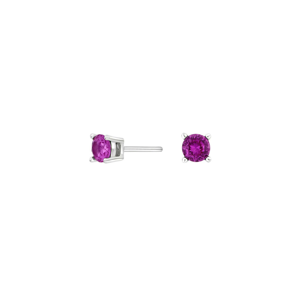 Rhod. Silber Ohrstecker m/cz Pink rubinrot