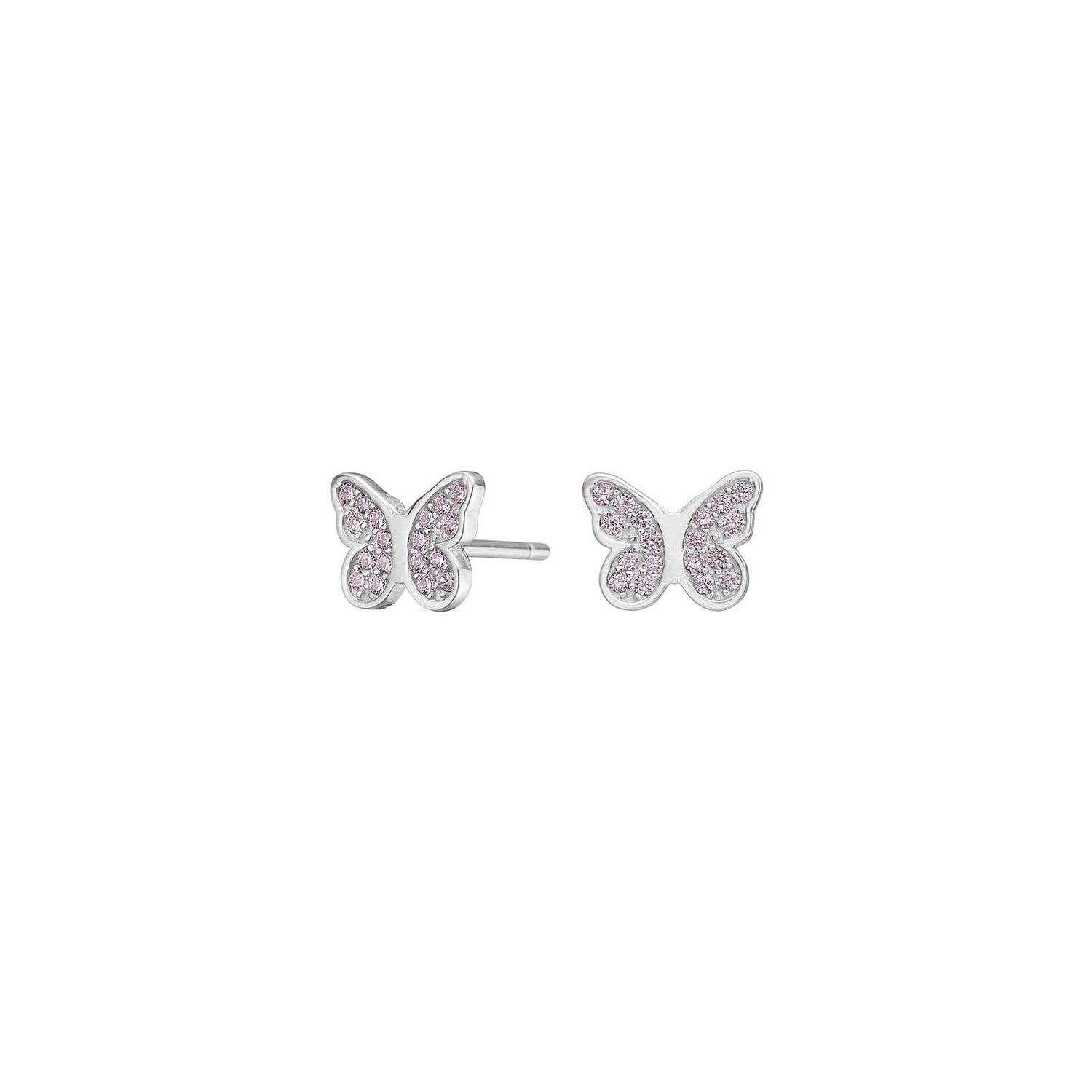 Rhod. Silber Ohrstecker Schmetterling m/ rosa cz
