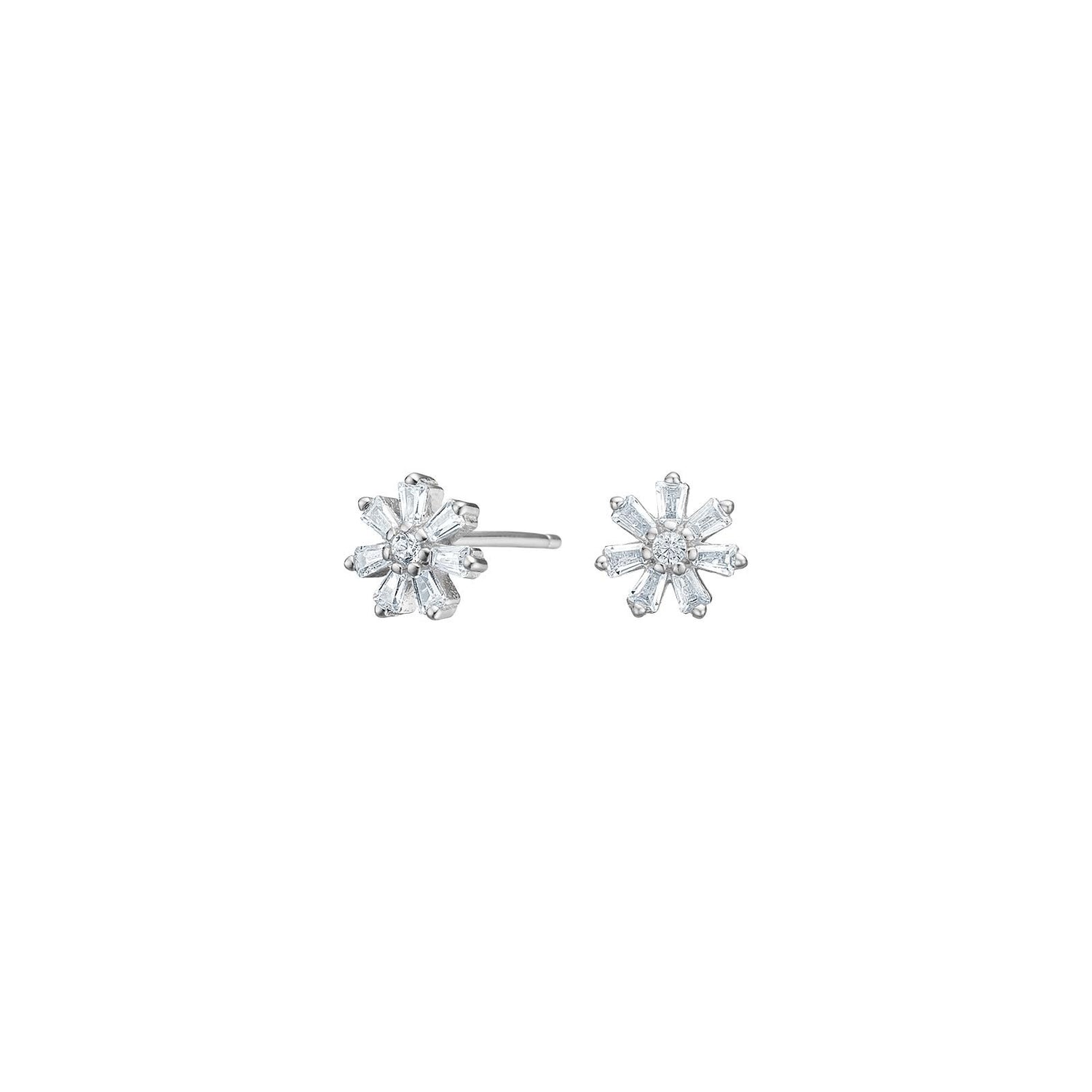 Rhod. Silber Ohrstecker Blume m/ weiß cz