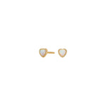 Goldp. silver earrings heart w/ white opal